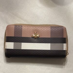 Elegant Bee Embellished Wallet in Brown and Black EUC